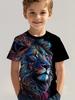 Cool Wolf Boy T-Shirt Tiger 3D Print Kids Short Sleeves Casual Comfortable Boys' Top Tees Outdoor Breathable Lightweight Clothes