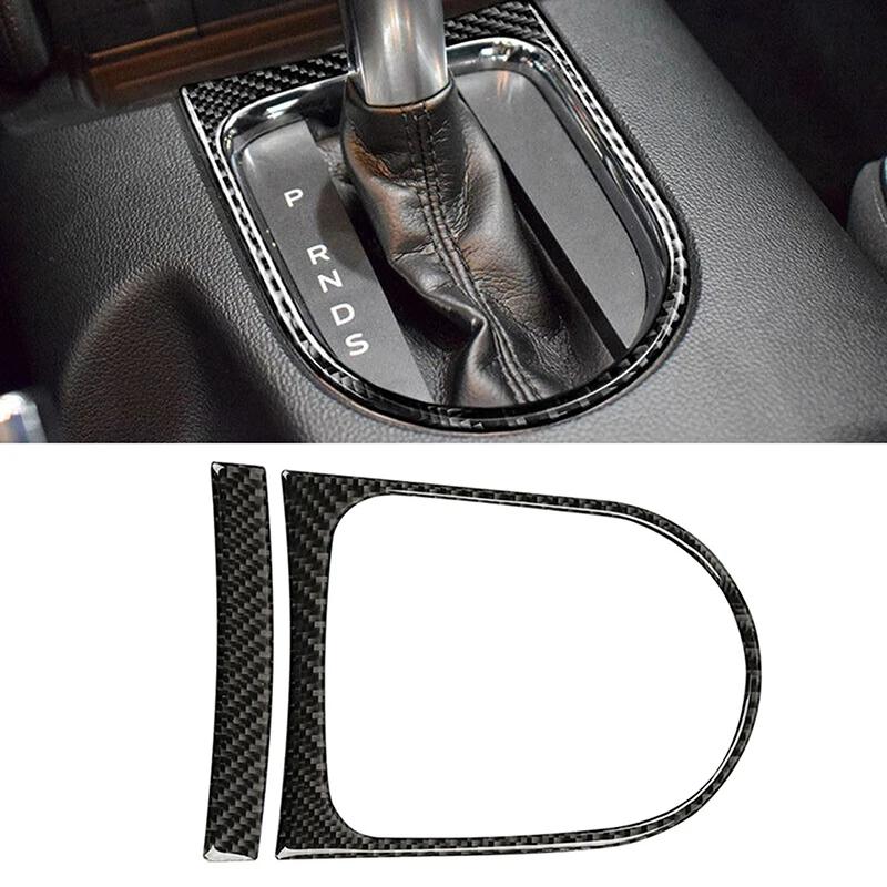 Car Gear Panel Cover Trim For Ford Mustang 2015 2016 2017 2018 2019 2020 Auto Interior Carbon Fiber Black Mouldings Accessories