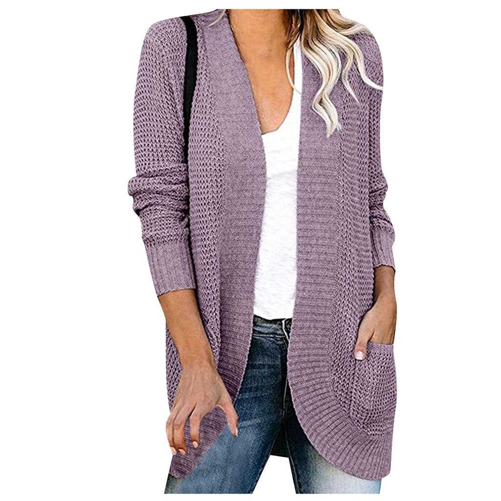 Dámský ležérní svetr jednobarevný Dámský svetr s dlouhým rukávem střední délky