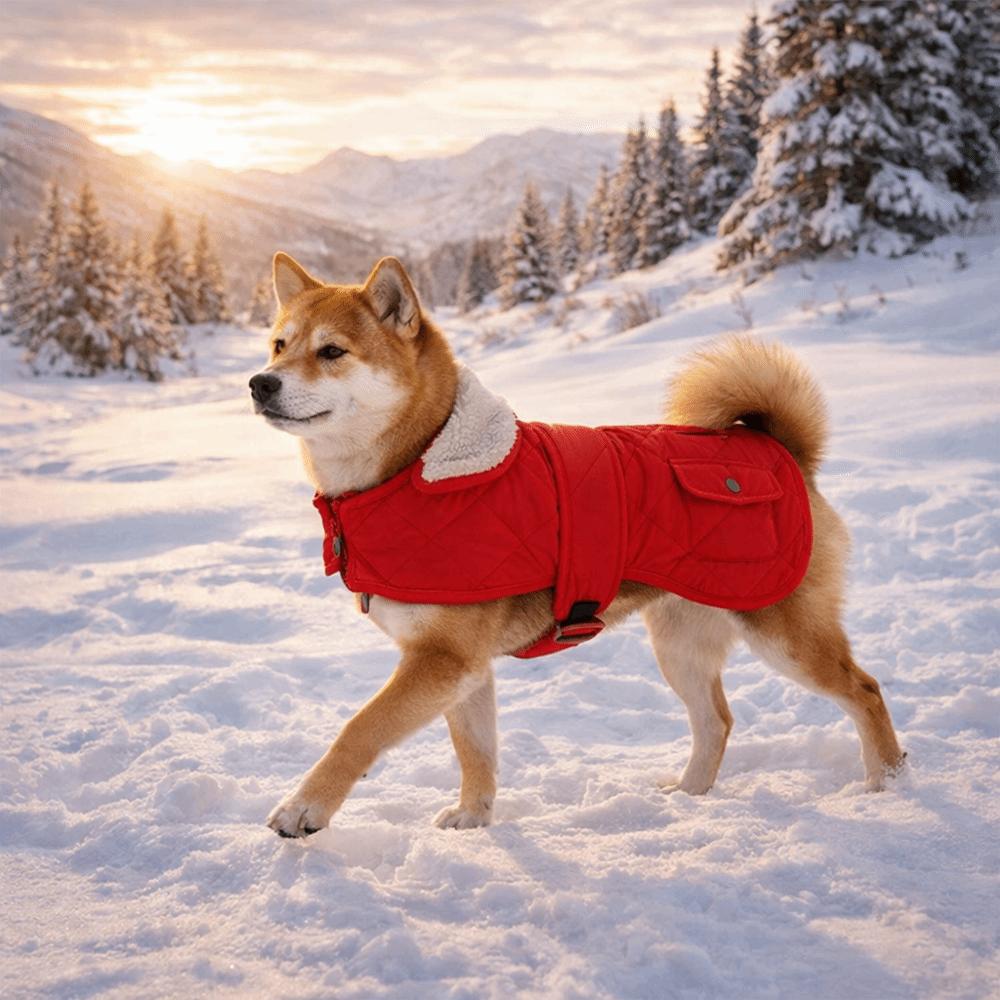 Fashion Warm Dog Winter Coat Thickened Adjustable Dog Thermal Clothing Soft Fleece High Collar Dog Sweatshirt Walking