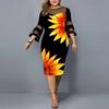 Plus Size Spleiß Digitaldruck Langarmkleid Für Damen