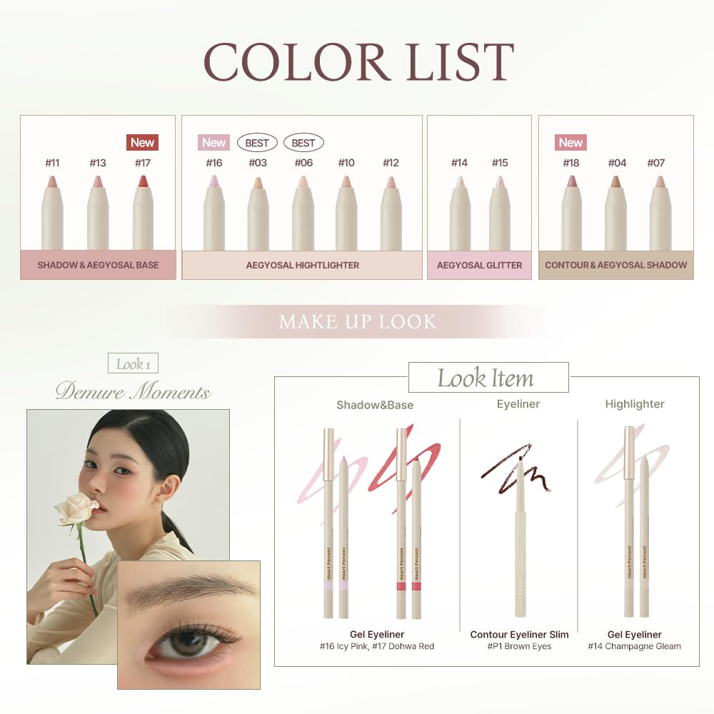 Heart Percent Dote On Mood Gel Eyeliner Pencil Waterproof Pencil High Adhesion Shadow Sharpener Korean Cosmetics Peach Blossom - Eyeliner/Tear