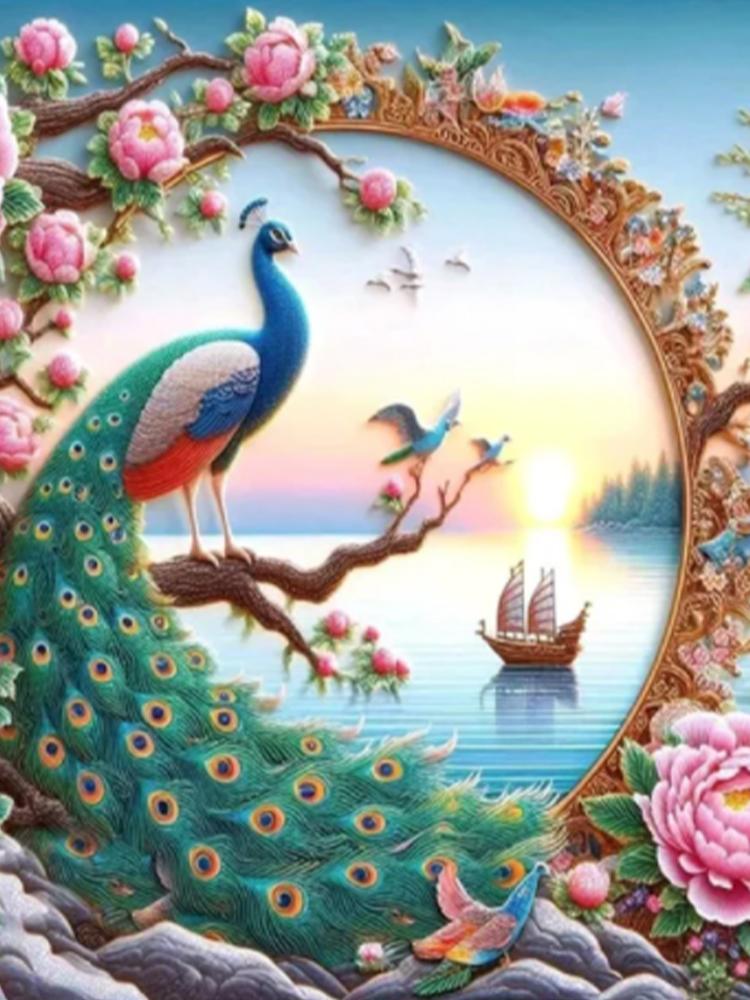 

5D DIY животное алмазная картина павлин животное пейзаж полный круг квадрат алмазная вышивка мозаика набор украшение для дома подарок Full Round 20x30CM