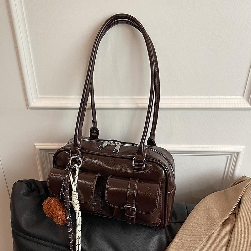 Retro Fashion Underarm Bag Women S Trend Multi-Pocket Shoulder Bag Niche Design Bowling Bag Women