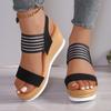 Sandali con zeppa e plateau da donna a pianta larga, scarpe romane con zeppa e punta aperta, sandali da esterno da spiaggia in stile europeo per donna