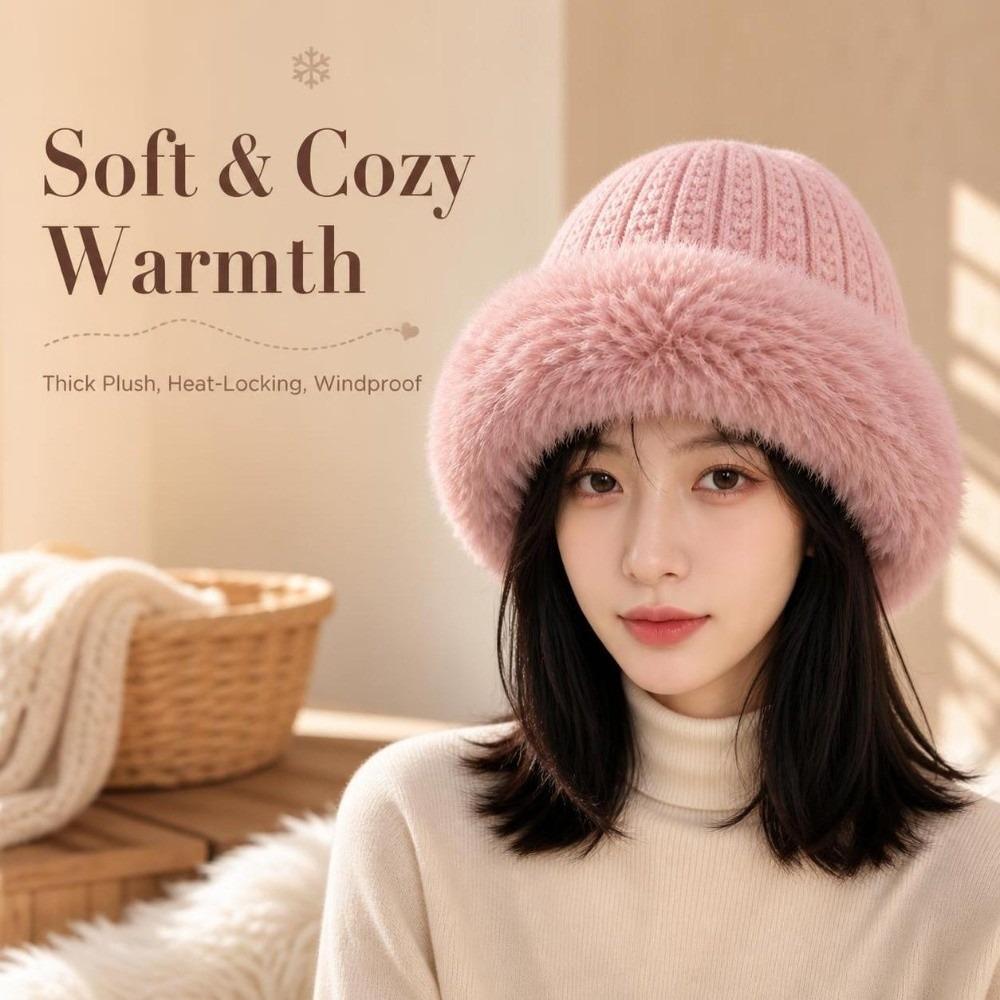 Windproof Knit Beanie Hat Cold-Resistant Warm Knitted Cap Stylish Slouchy Winter Hat  Outdoor Wear