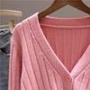 Women's V Neck Knitted Cardigan Short Jacket Loose Long Sleeve Autumn Versatile Outfit Top Sweater