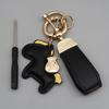 Instant Wealth Leather Keychain with Cartoon Pony Pendant for Couples – Trendy Bag and Car Accessory