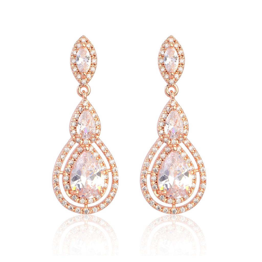 Luxury Full Paved Zircon Teardrop Earrings For Women Super Sparkly Elegant Studs For Evening Party High End Jewelry