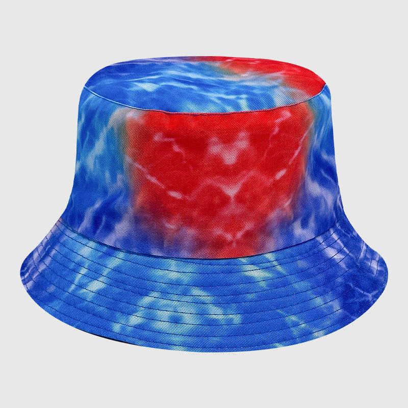 Neutral Summer Tie Dye Printed Fisherman Hat Outdoor Breathable Hat Sunshade