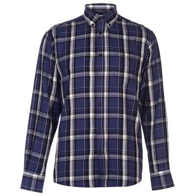 Pierre Cardin Men's Long Sleeve Shirt, Cobalt Blue and Black, Size S
