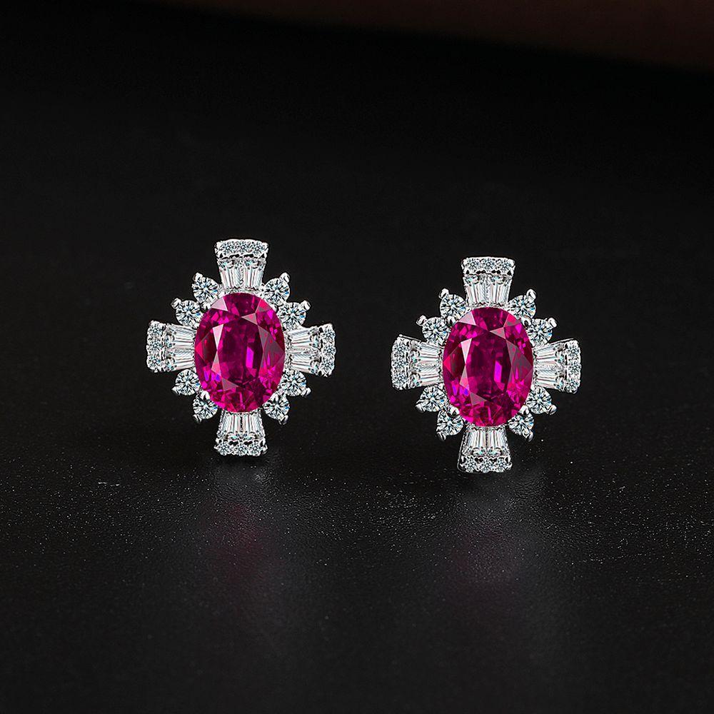 925 Sterling Silver Jewelry Set Purple Zircon Women Necklace Earrings Ring Birthday Party Wedding Jewelry Set Gift