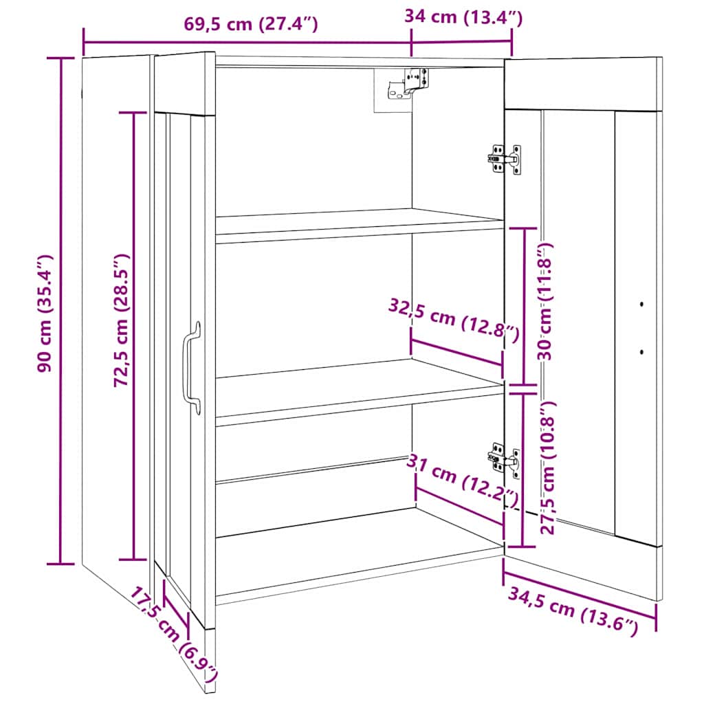 Storage Cabinet Artisan Oak 69.5 x 34 x 90 cm