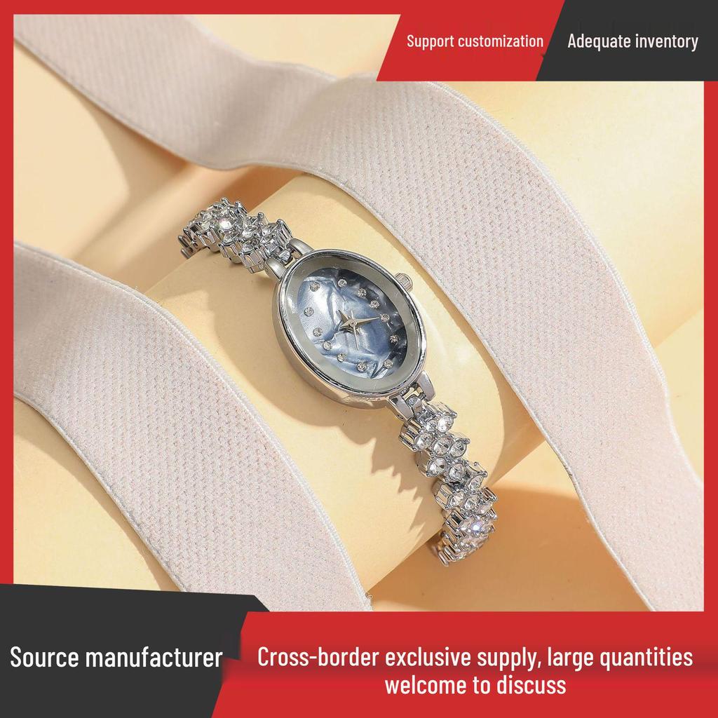 Szykowny Kompaktowy Zegarek Kwarcowy Damski z Diamentami