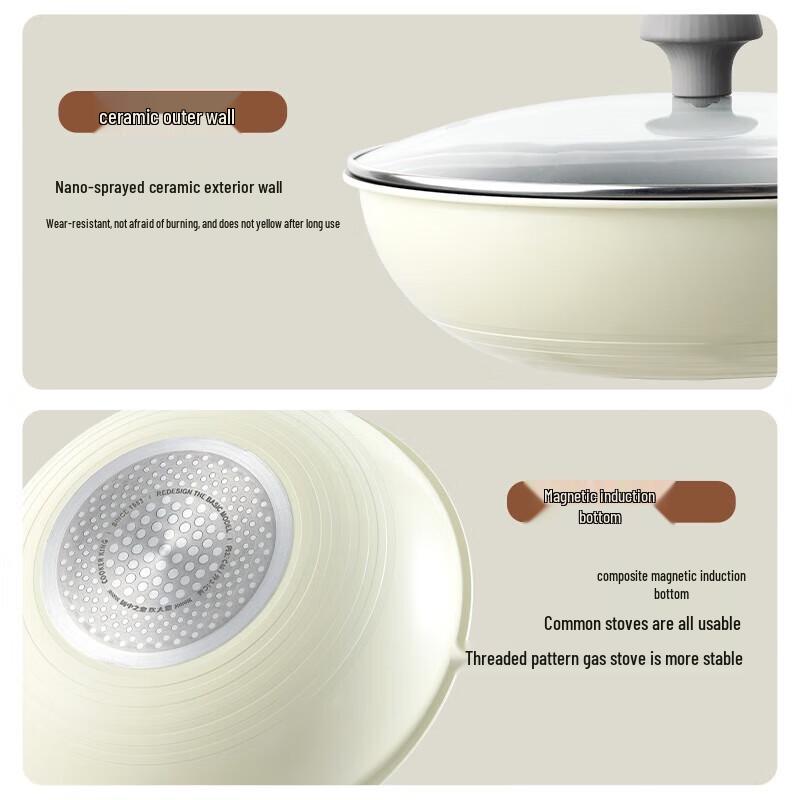 CHUIDAHUANG 32cm Non-stick Flat Bottom Multi-Purpose Wok