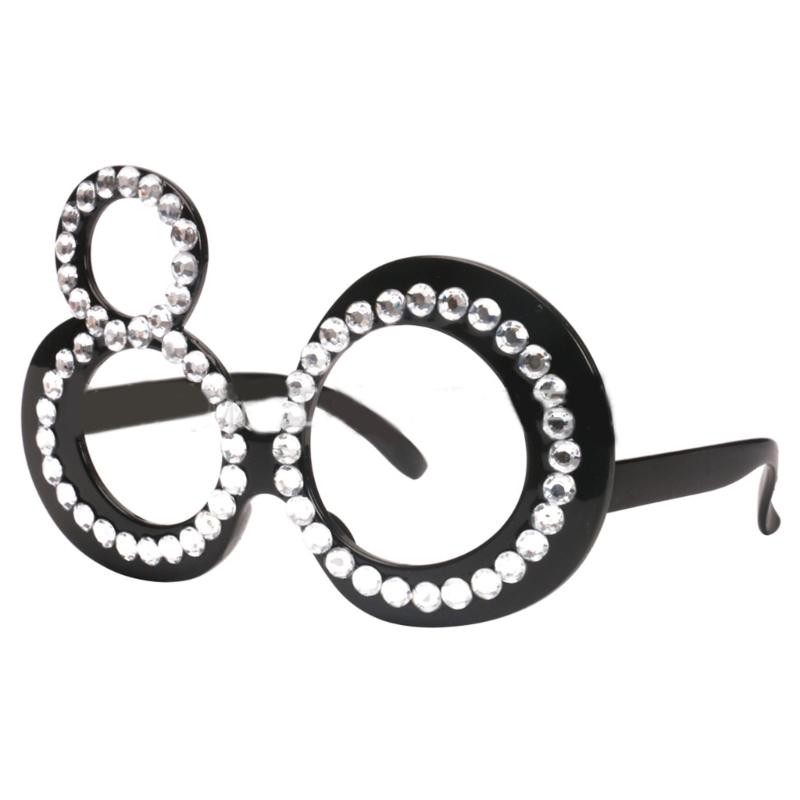 Number Crystal Frame Party Dress-up Glasses for Adults Birthday Christmas Party