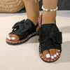 Summer new flat-bottomed bow one-word sandals women wear solid color lightweight cloth sandals