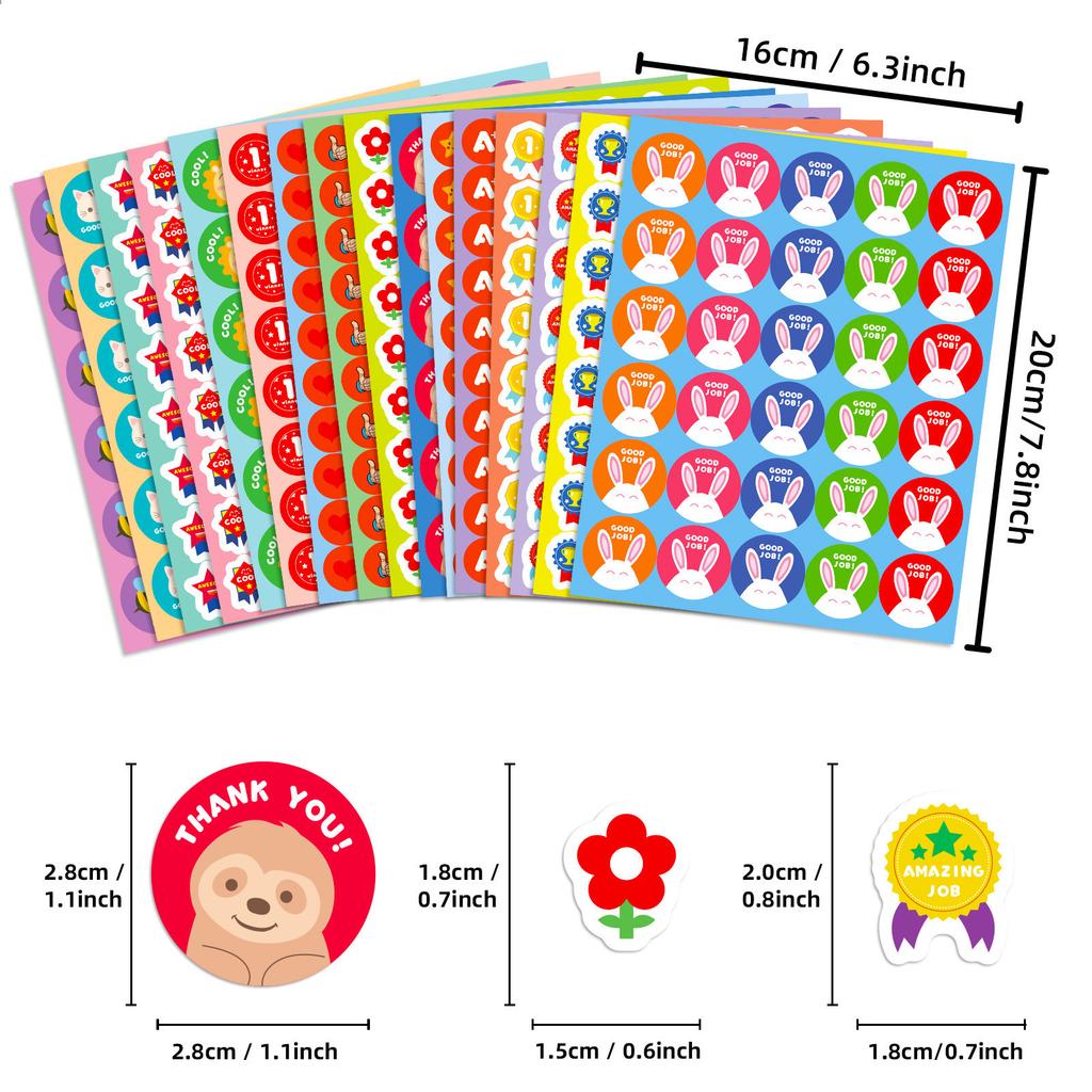 16 Photos/package of Children's Reward Stickers for Students Stationery Stickers Creative Cartoon Cute Prizes Kindergarten Teacher Award