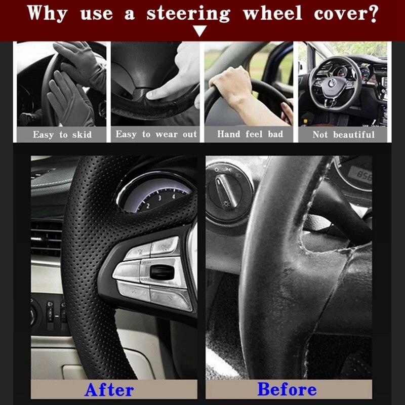 DIY Black Faux Leather Car Accessories Steering Wheel Cover For Hyundai Solaris Elantra 4 2016-2017 Accent 2018