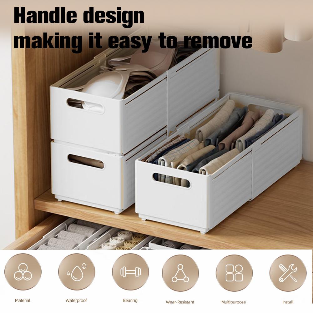 2Pcs Retractable Storage Box with Handles Drawer Organizer Plastic Drawer Storage Box Multifunctional Organizer and Storage Bins