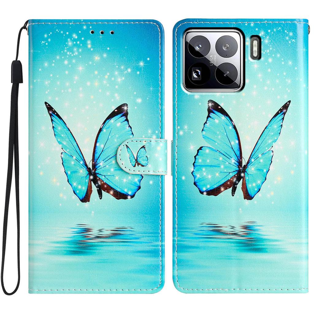For Xiaomi 15 Pro Wallet Case PU Leather Pattern Printing Stand Phone Cover with Strap
