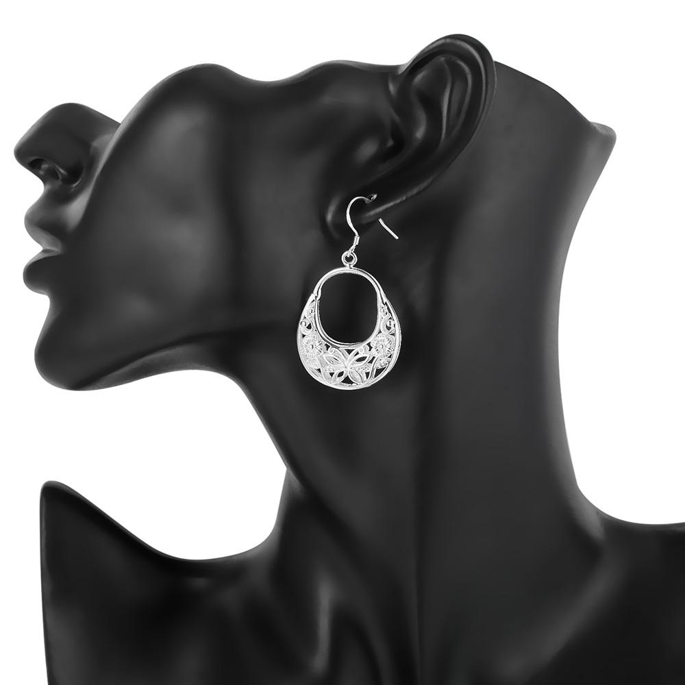 New 925 Sterling Silver Carved butterfly flower Earrings Women Fashion Jewelry Christmas Gifts Wedding fancy earrings 4