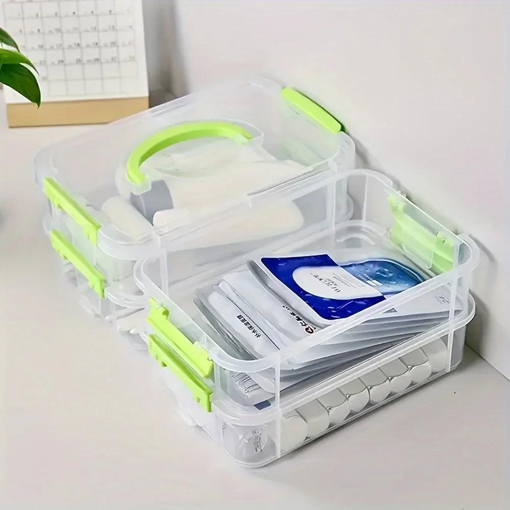4-Layer Stackable Transparent Plastic Storage Box with Lid, Partitioned Drawer Storage Box, Detachable Into 4 Individual Boxes