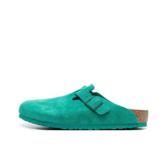 Birkenstock Soft Comfort Platform Buckle Rubber Sole Closed Toe Slippers Green Unisex 1026129 36