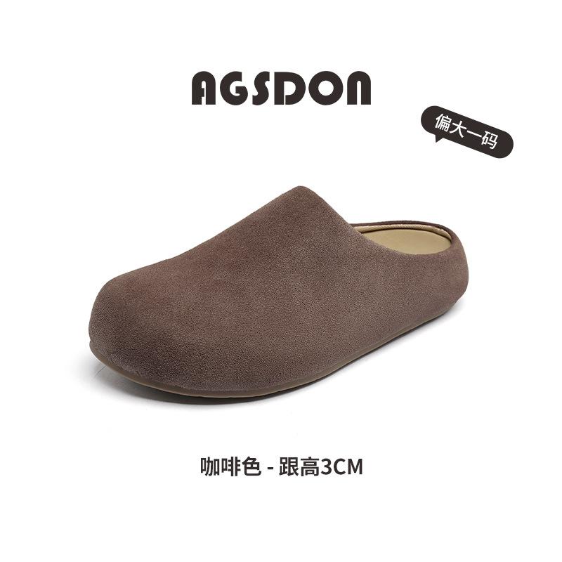 Augustus Denboken Half Slippers Women's 2025 New Autumn Casual Thick-soled One-pedal Piled Cotton Tow