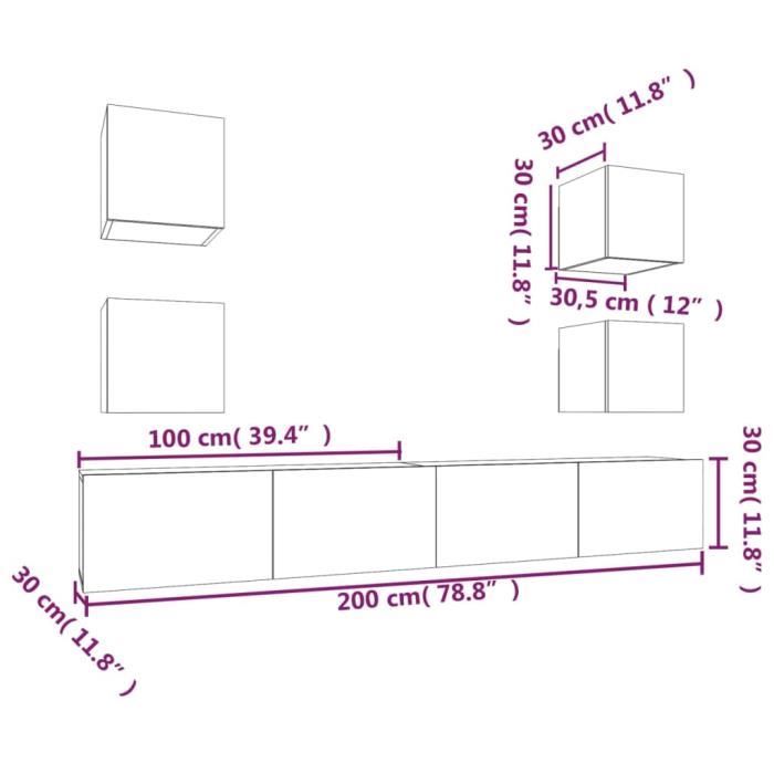 VidaXL Ensemble de meubles TV 6 pcs Blanc Bois d'ingénierie 3114262
