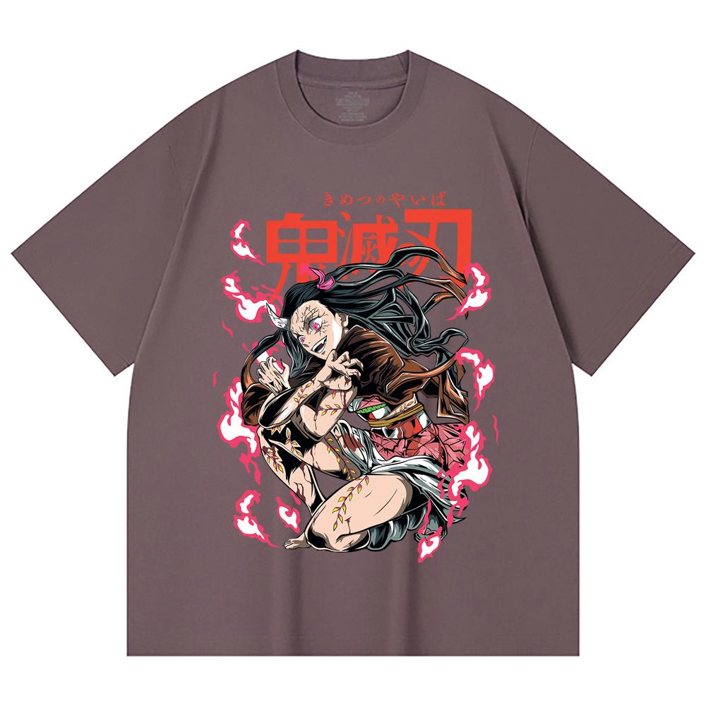 230 Gsm 100% Cotton Demon Slayer V71 Nezuko Demon Print Unisex Heavy Cotton T Shirt