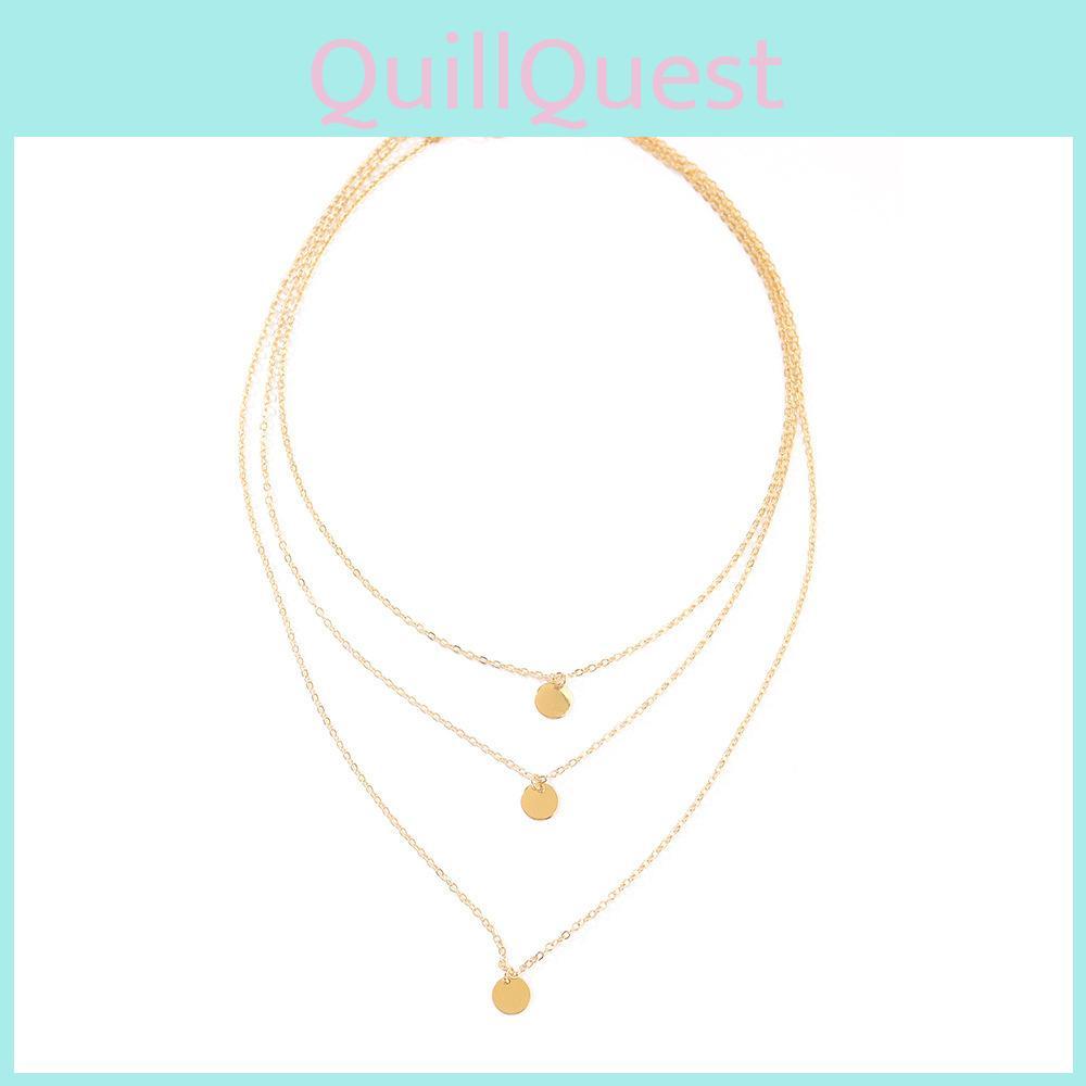 Unique Fashionable Multi-layered Round Pendant Necklace For Women In Elegant Alloy Design