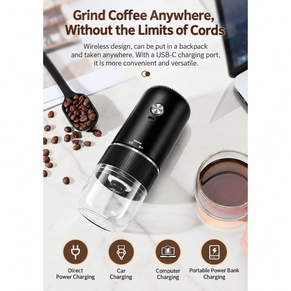 Cordless Portable Coffee Grinder Ceramic Burr Coffee Bean Grinder Mini Coffee Grinder Espresso