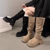 Boots heightened in autumn, thick-soled high heels but knee-high boots, long boots, thin boots