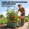 Outdoor Planter with Trellis, Open Bottom, Climbing Plants, 61 x 61 x 140 cm, Green