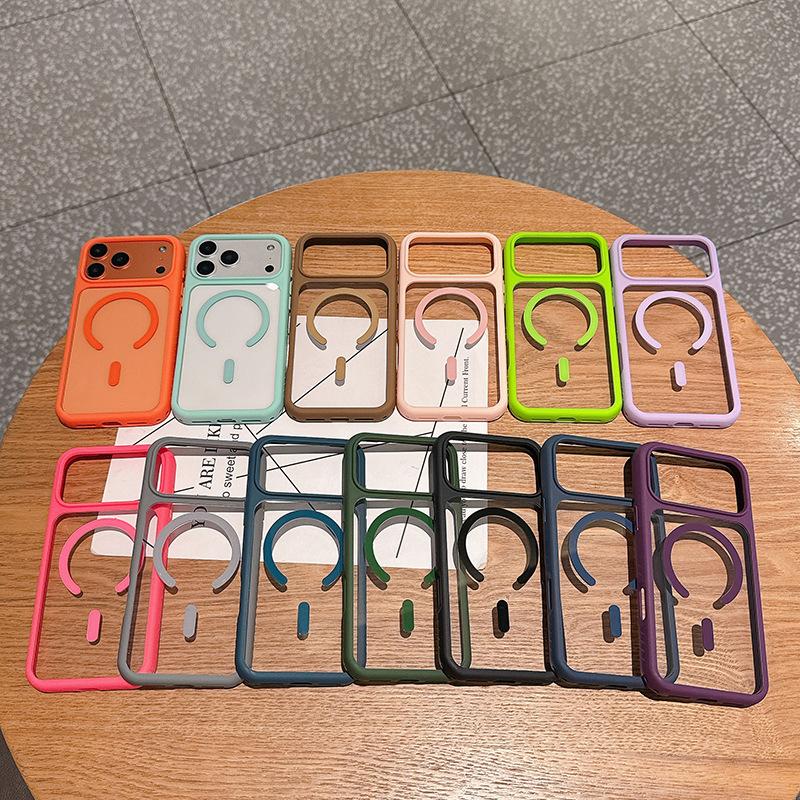 For Apple 17 Pro Max Magnetic Charging Transparent Phone Case N52 Strong Magnetic Ultra-Thin Frosted Edge