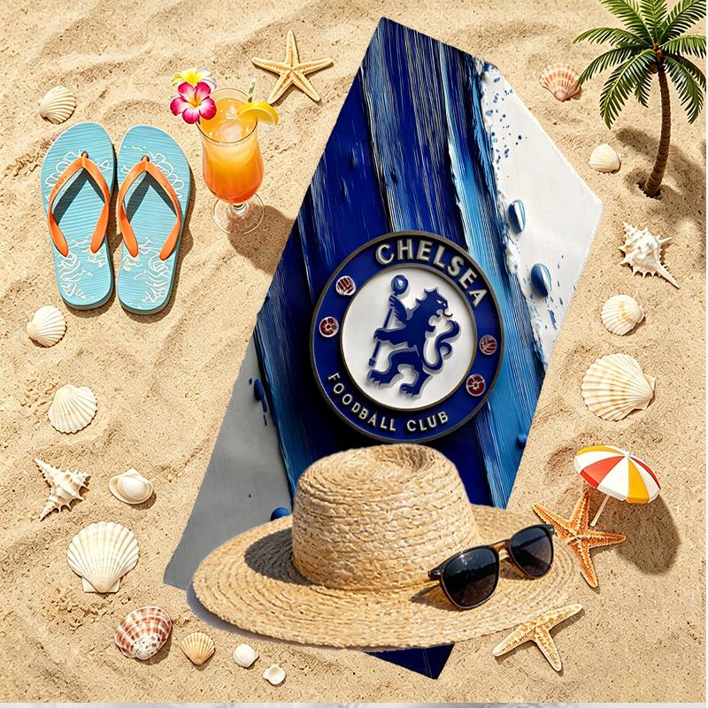 Football Club F.C Print Beach Towel, Versatile Lightweight Absorbent Beach Towel for Pool Surf Yoga Bathroom, Perfect Birthday Holiday Gift