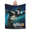 Sing 2 Kids Cartoon Movie Knitted Blanket Flannel Musical Comedy Soft Throw Blanket for Home Couch Bedspread