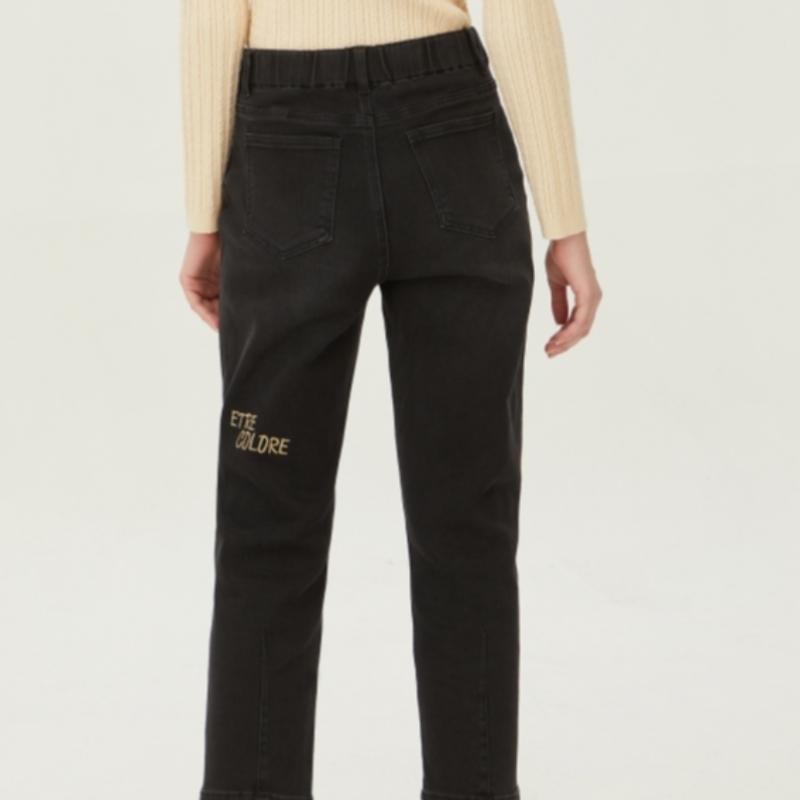  Benetton  Back Lettering Embroidered Baggy Denim Pants Badpa6441