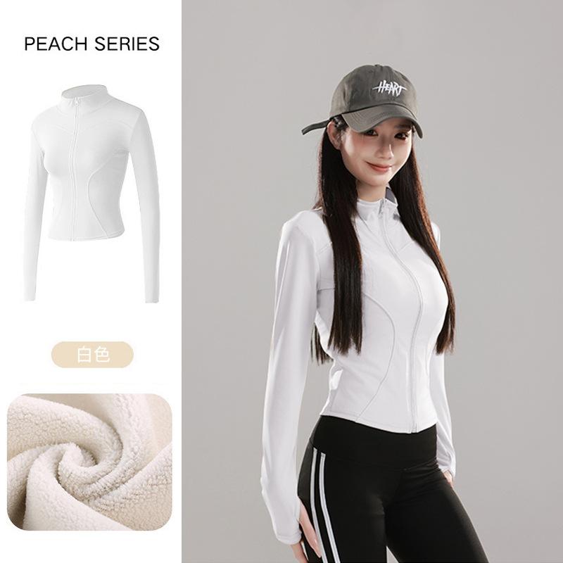 Fleece Thickened Yoga Jacket Women's Season Zipper Cardigan Sports Fitness Clothing Professional Running Slim Fitness Long Sleeves
