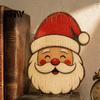 Decorative Shelf Statues Christmas Wooden Table Decorations, Santa Claus Snowman Reindeer Desktop Ornaments, Indoor Holiday Displays Distressed Tiered