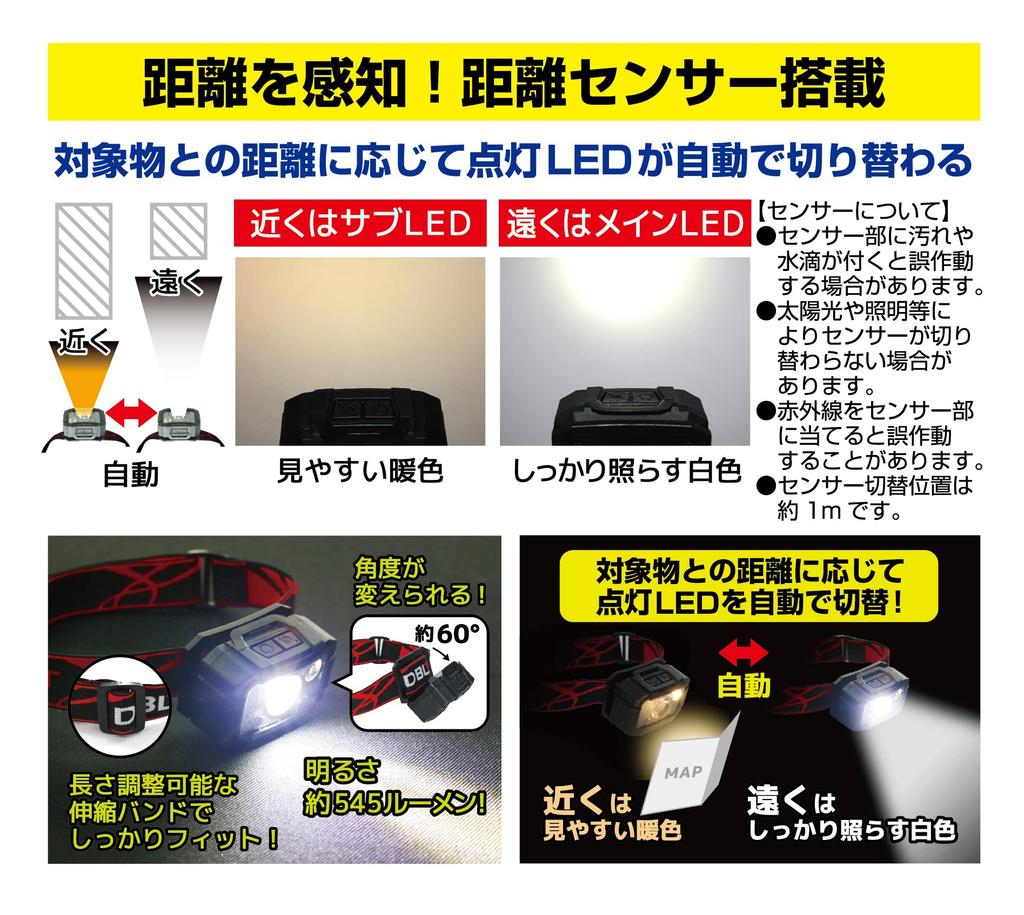 DBLTACT LED Distance Sensor Headlight by Sankyo Corporation DT-HL-06 [Night Work]