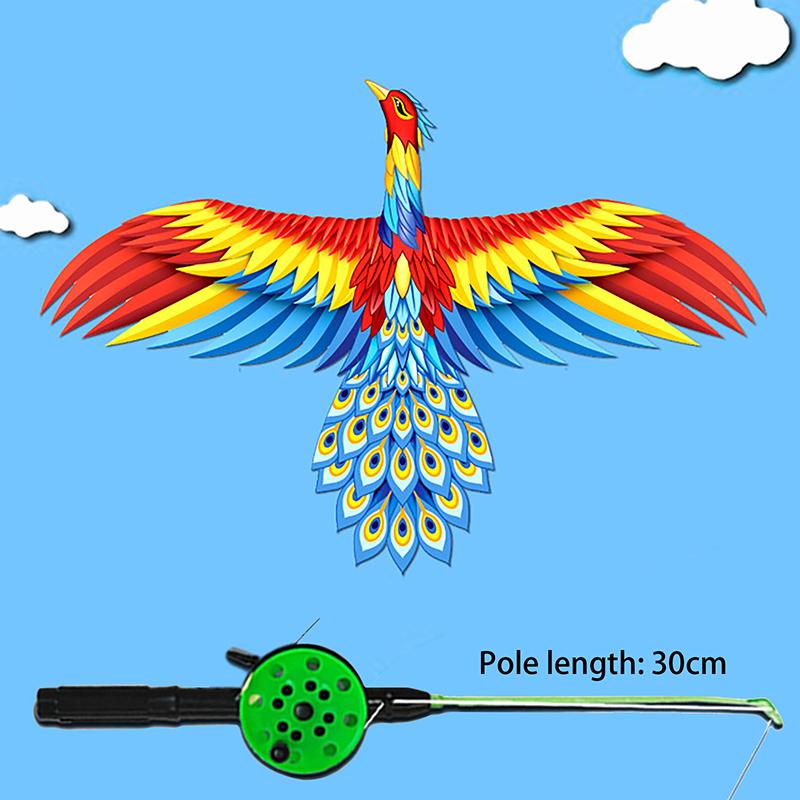 Caña de Pescar Cometa Dibujos Animados Niños Cometa Dinámica Caña de Pescar Miniatura Loro Águila Golondrina Cometa