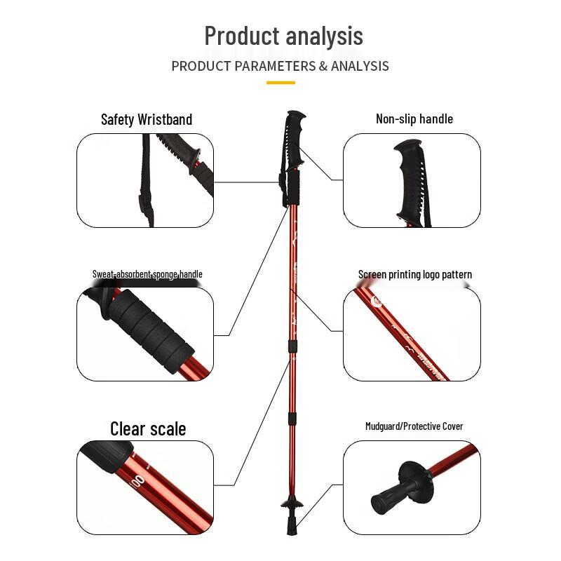 Lu Rui Ying 3-Section Aluminum Alloy Shock-Absorbing T-Handle Trekking Pole