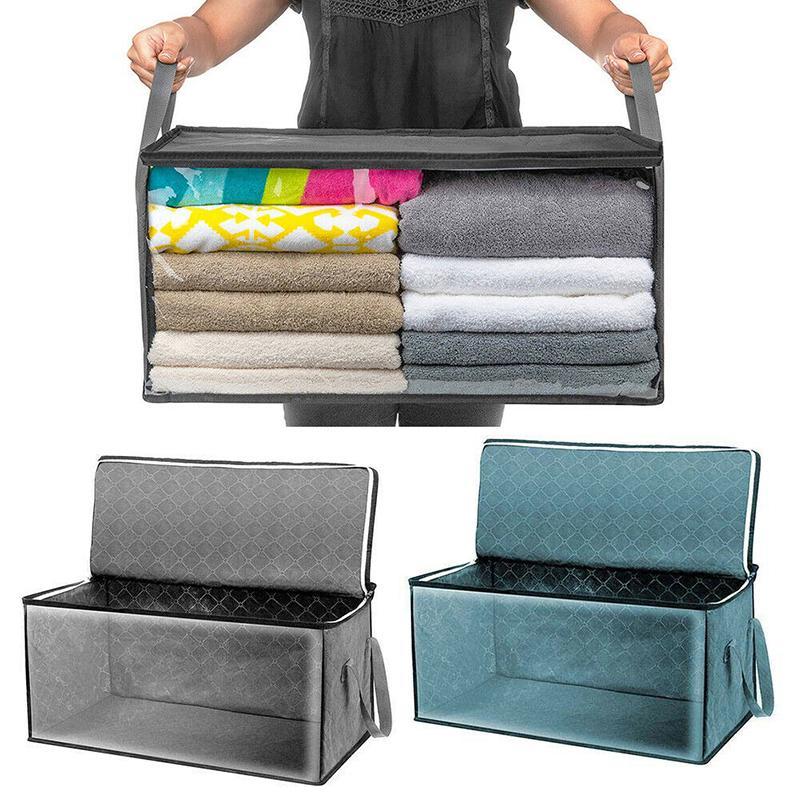 Buy 1PC Blanket Organizer Box Stackable Bins Foldable Portable Closet ...