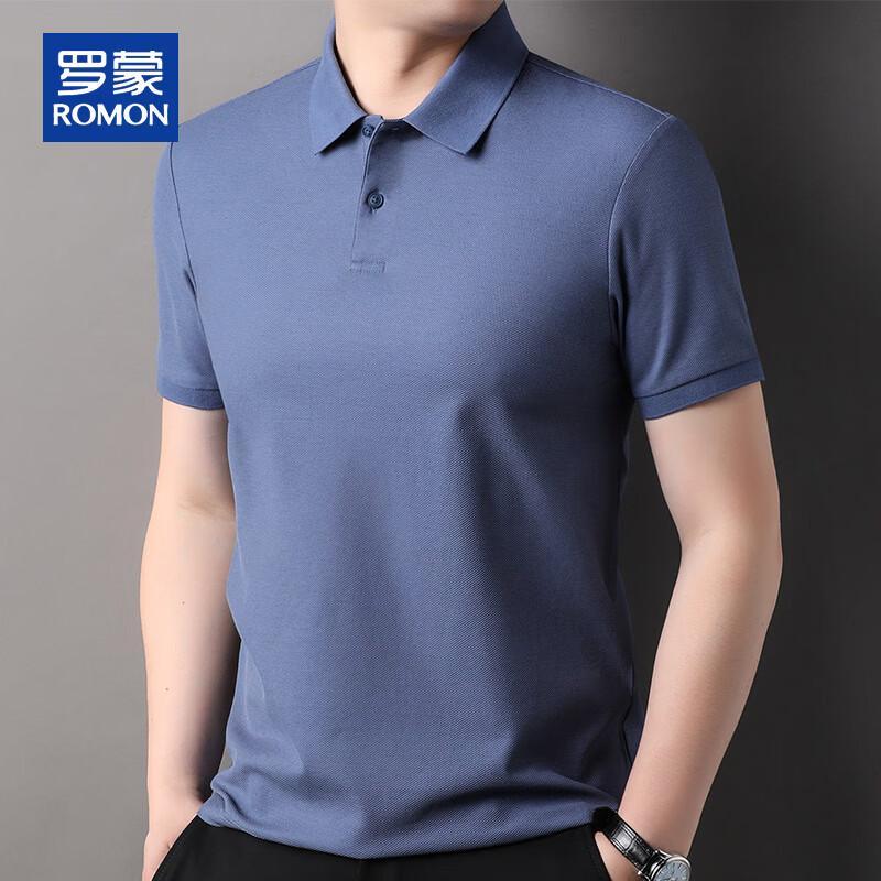 ROMON Men's Heavyweight Pure Cotton Short Sleeve Polo Shirt