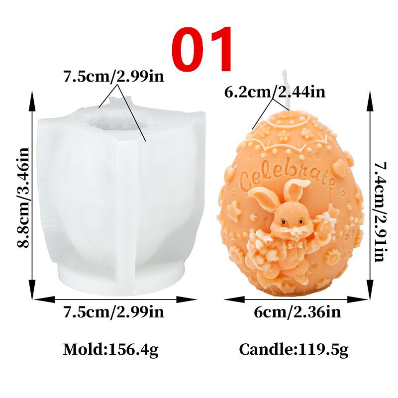 Easter Egg Rabbit Candle Mold DIY Silicone Mold Eggshell Bunny Shapes Easy Release Handmade Wax Candles Easter Decoration Gifts