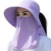 Chapeau Masque Facial Protection Solaire pour Femmes Chapeau de Soleil à Large Bord avec Cordon de Serrage Réglable Chapeau Respirant pour Activité en Plein Air