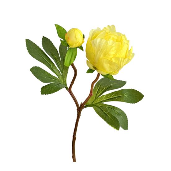 Real Touch Peony Bouquet 1 Bloom 1 Bud Artificial Peony Flower Faux Silk Floral Arrangement for Home Vase Wedding Centerpiece Party Decor