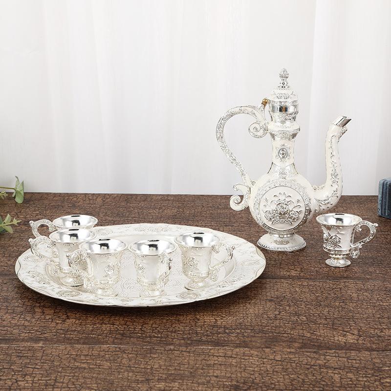 

Винный набор Siqi, чашка для ликера, европейский стиль, ретро, ​​металлический креативный свадебный подарок, металлический винный горшок для дома